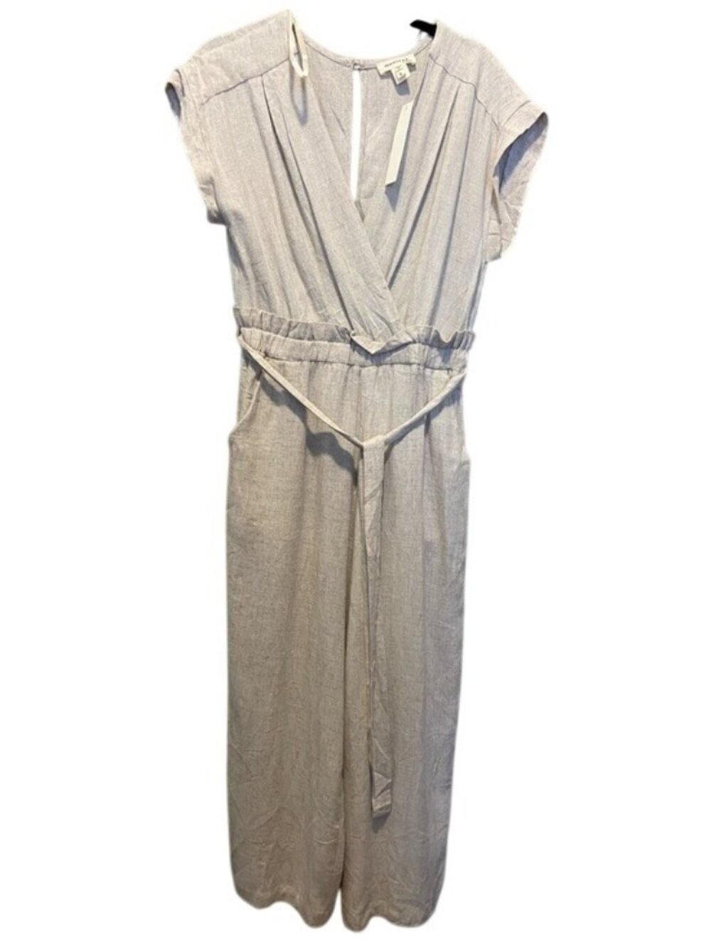 Monteau Los Angeles Linen Blend Jumpsuit – Size L – Beige